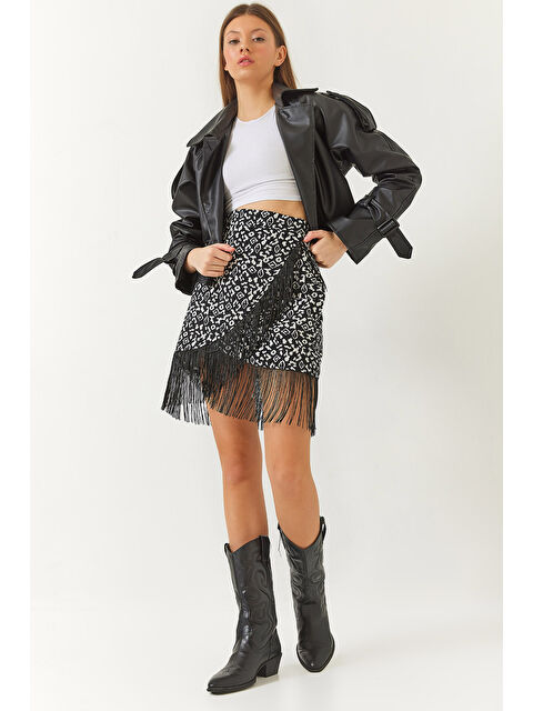 SHADE Kadın Anvelop Detaylı Desenli Püsküllü Etek DE - S000377114-19351