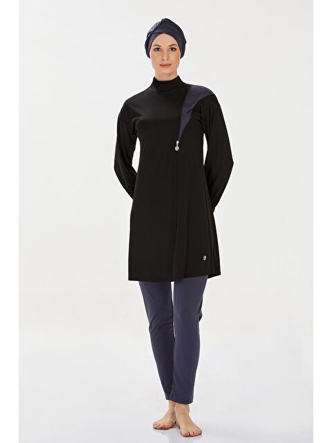 Rozamay Elastanlı Tam Kapalı Tesettür Mayo  Alanı 9238 Siyah - S000176212-19351