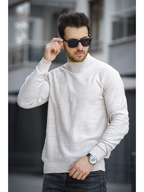 Oksit Seka 509 Slim Fit Petek Örgü Erkek Yarım Balıkçı Kazak - S000271541-19966