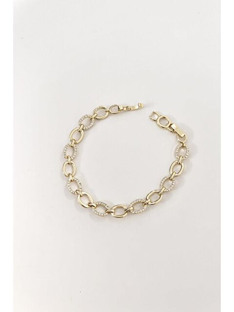 New Obsessions Zirkon Taşlı Gold Elips Geçmeli Vip Bileklik - S000431609-20076