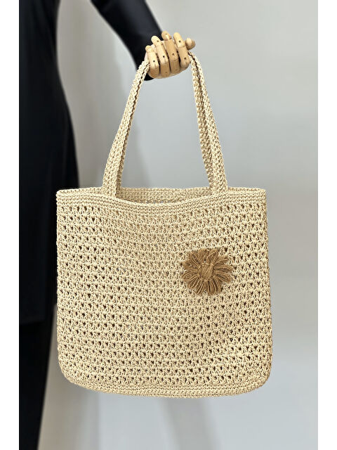 Remsa Mayo El Örgüsü Hasır Çanta Plaj Çantası 026 Bej03 - S000385010-24202