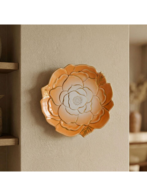 GÜRAL PORSELEN Rose Premium Hand Made Dekoratif Porselen Tabak 21 cm Turuncu - S000510657-37646