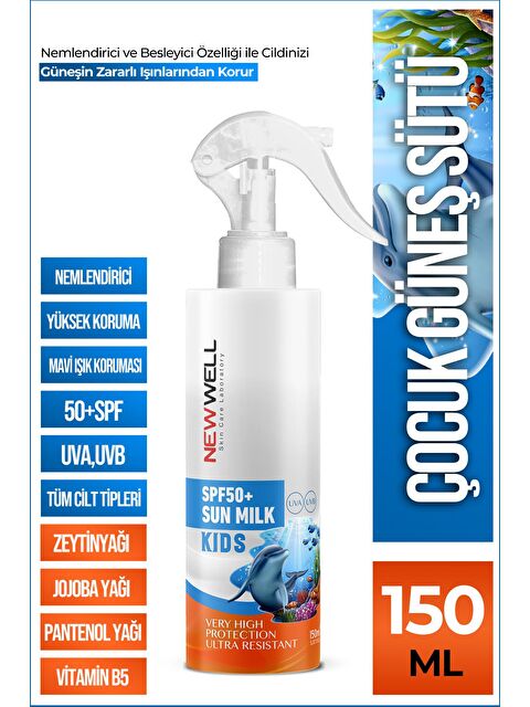 New Well Çocuk Güneş Sütü Yüksek Koruma SPF50+ Jojoba Oil 150 ml - S000214026-20063