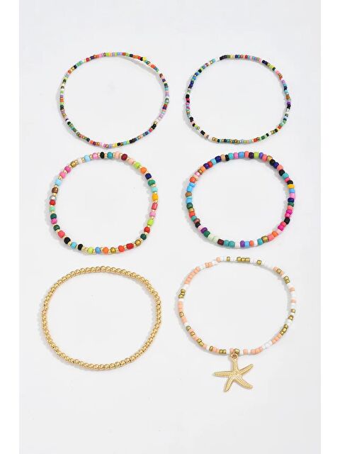 New Obsessions Renkli Boncuklar Lastikli Halhal Seti - S000360796-20076