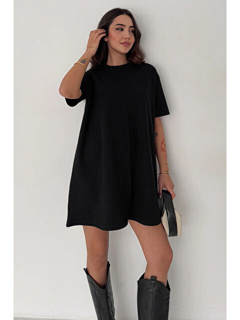 carla10 Kadın Rahat Kesim Soft Kısa Elbise Siyah - S000492605-19351