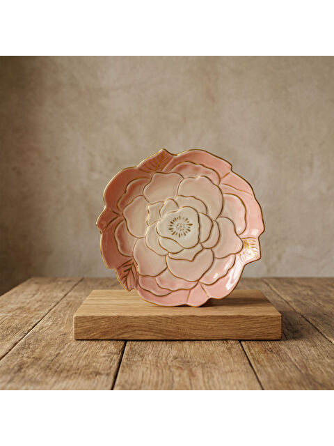 GÜRAL PORSELEN Rose Premium El Dekoru Dekoratif Porselen Tabak 21 cm