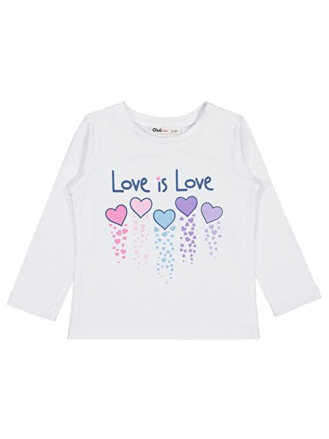 Civil Girls Love is Love Baskılı 2-5 Yaş Sweatshirt - Beyaz 2-3 Yaş - S000483235-20063