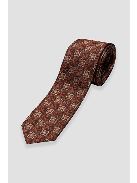 ABBATE Kravat 8 Cm Mikrofiber Polyester Turuncu Erkek Desenli Kravat - S000451172-20013