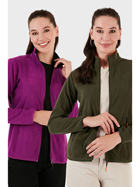 Lela Slim Fit Anti-Pilling Tüylenme Yapmayan Fermuarlı Cepli Hırka 2' li Paket Polar 5907002S2 - S000463895-1400