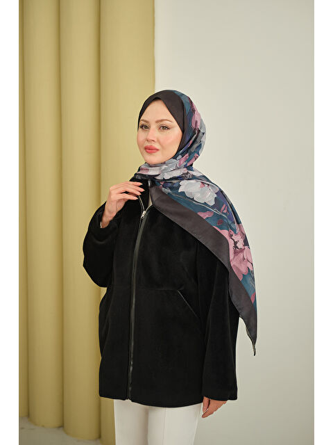 Locco Moda Kadın Gizli Fermuar Detay Deri Şeritli Ceket Siyah - S000492550-19351