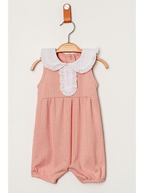 Kidex's Organik Tatlı Yenidoğan Fır Fır Yaka Detalı Çıt Çıt Kapatmalı Esnek Kız Bebek Tulumu