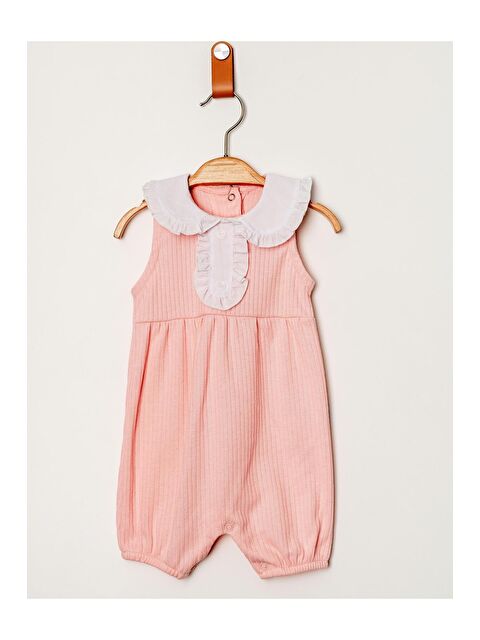 Kidex's Organik Tatlı Yenidoğan Fır Fır Yaka Detalı Çıt Çıt Kapatmalı Esnek Kız Bebek Tulumu