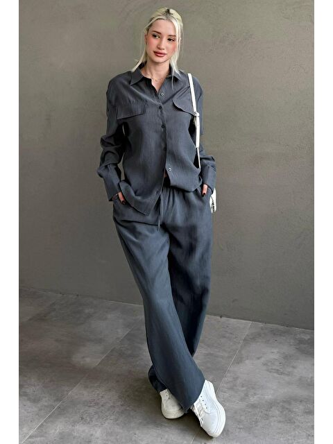 Madmext Füme Kumaş Düğmeli Kadın Gömlek Takım Mg2621 - S000508420-33408