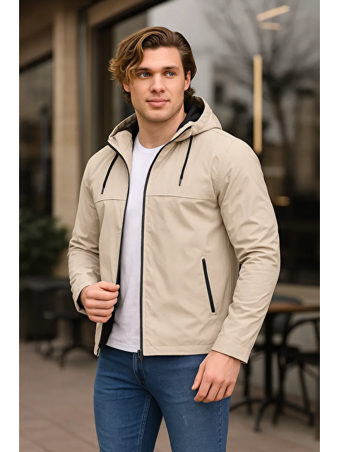 Comstar Erkek Astarlı Kapüşonlu Taş Rüzgarlık & Yağmurluk