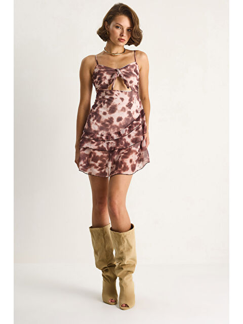 SHADE Kadın İnce Askılı Fiyonk Detaylı Kısa Elbise - S000442421-19413