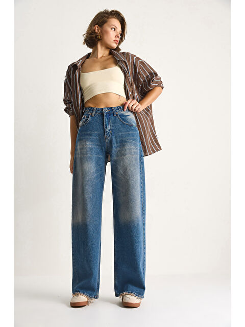 SHADE Kadın Yandan Tokalı Denim Pantolon - S000442422-17234