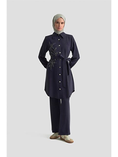 ARMİNE Taş İşlemeli Takım 25Kd2104 Lacivert - S000481442-21164