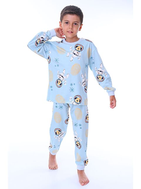 ZUZUNGA Sevimli Astronot Bobi Kiremit Çocuk Pijama Takımı - S000520667-17234