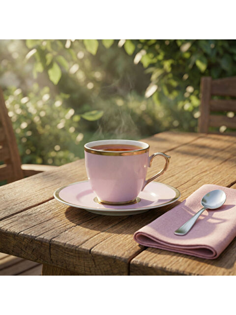 GÜRAL PORSELEN Presıdent Hand Made Tek Kişilik Yaldızlı Porselen Çay Fincanı Takımı Lila 170 cc - S000510669-37646