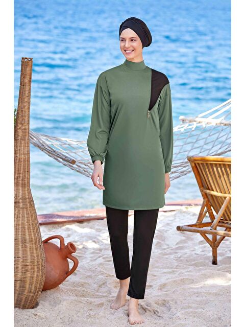 Rozamay Elastanlı Tam Kapalı Tesettür Mayo Alanı 9238 Haki - S000176218-18547