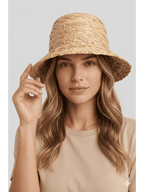 Luminos Butik Hasır Bej Şapka Bucket Model Kısa Kenarlı Yazlık Plaj HSR2130 BEJ