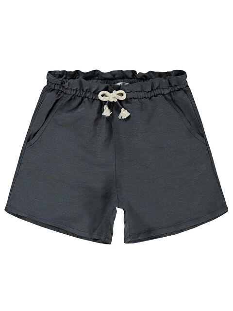 Civil Girls Beli Lastikli Cepli 10-13 Yaş Şort - Gri