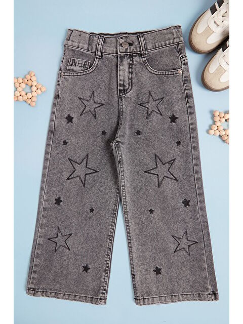 Fullamoda Yıldız Nakışlı Beli Ayarlanabilir Kız Çocuk Pantolon - S000479825-29666