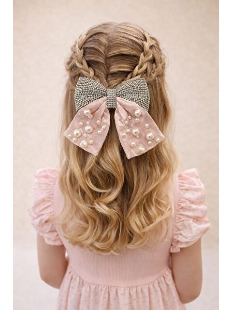 Katia And Bony İncili Ve Taşlı Otomat Toka Açık Pembe