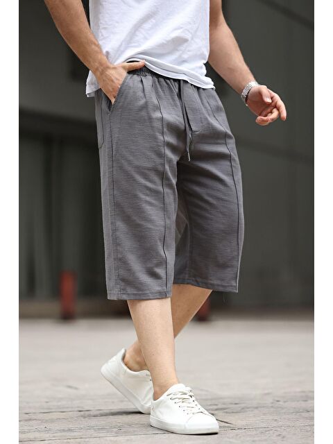 Madmext Füme Erkek Keten Görünümlü %100 Pamuk Kapri Şort 6538 - S000197579-33408