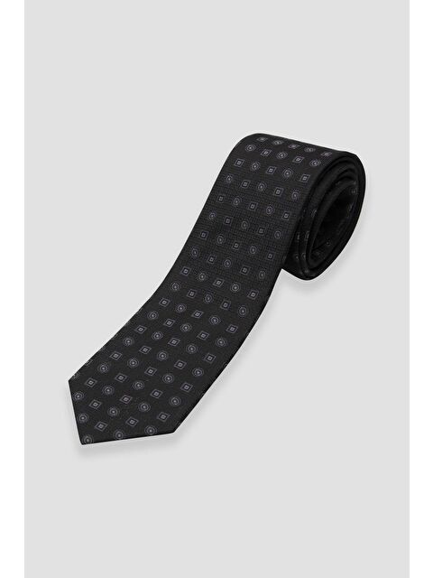 ABBATE Kravat 8 Cm Mikrofiber Polyester Siyah Erkek Desenli Kravat - S000451173-19351