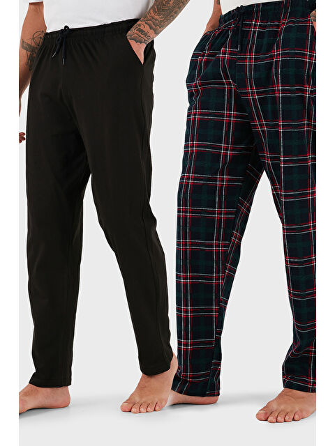 Buratti Pamuklu Regular Fit Normal Bel Düz Paça Cepli 2'li Paket %100 Pamuk Pijama Altı 6574003S2 - S000450991-37449