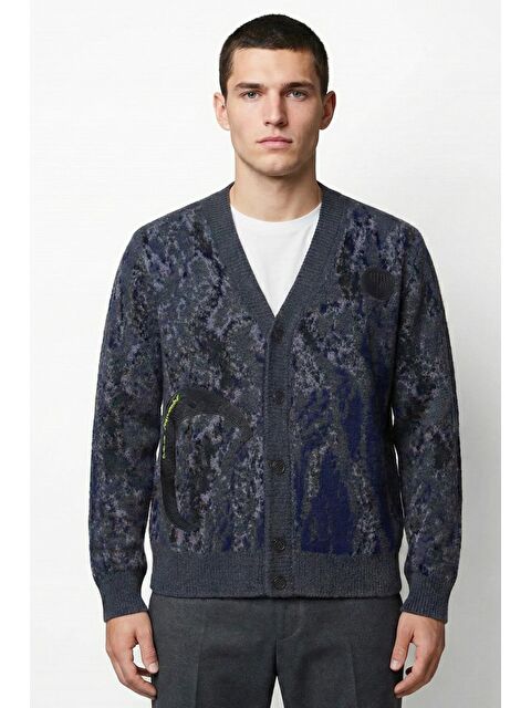 Sabri Özel Giotelli Antrasit Regular Fit Desenli Yün Karışımlı Erkek Hırka - S000524282-29666