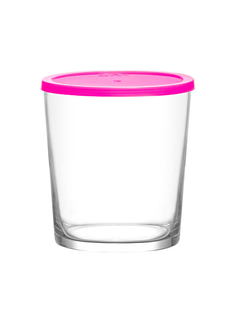 LAV Bodega Cam Saklama Kabı Tekli Küçük Boy 345 ml Yuvarlak Pembe Plastik Kapaklı (Kahvaltılık ) - S000510672-26865