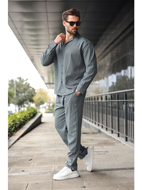 Madmext Füme Düğmeli Basic Erkek Gömlek Pantolon Takım E7335 - S000482623-33408