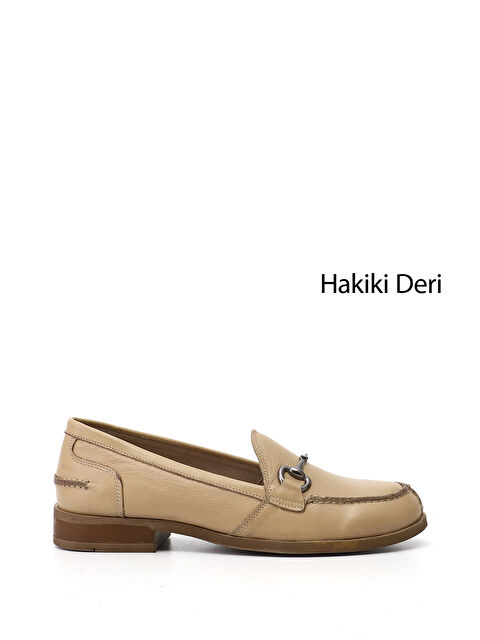 GÖNDERİ(R) Kadın AÇIK NUDE Tokalı Hakiki Deri Loafer Ayakkabı - S000493411-26412