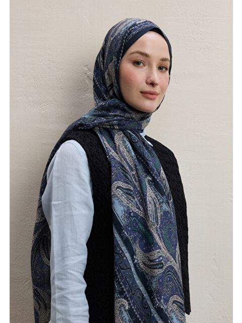 Fresh Scarfs Paısley Elegance Desen Şal Lacivert - S000420281-21164