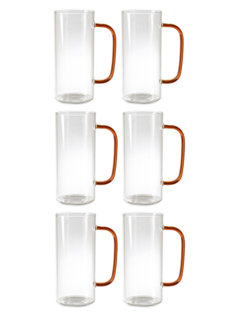 Kitchen Design Lab Turuncu Renkli Borosilikat Cam Kupa 400 ml 6 Adet - S000429032-26865