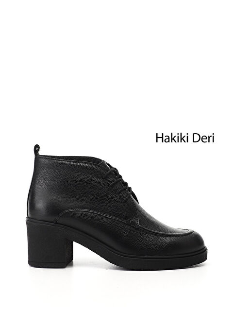 GÖNDERİ(R) Kadın MAT SİYAH Fermuarlı Kalın Topuklu Hakiki Deri Bot - S000493437-6381