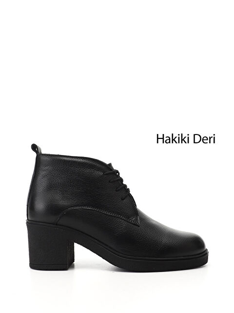 GÖNDERİ(R) Kadın MAT SİYAH Fermuarlı Kalın Topuklu Hakiki Deri Bot - S000493436-6381