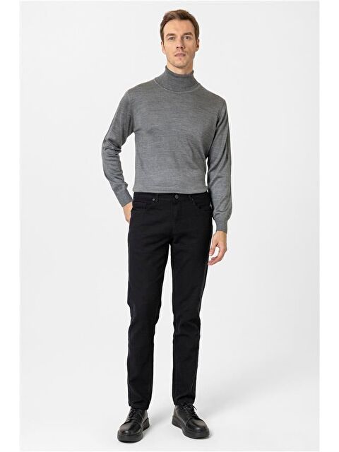 Süvari Siyah Slim Armürlü Pantolon - S000460505-19351