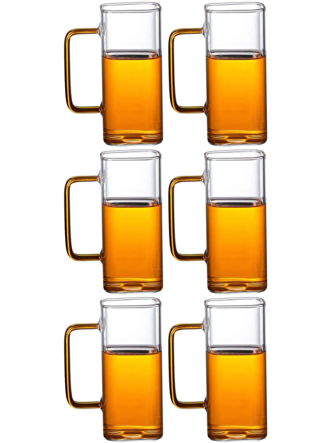 Kitchen Design Lab Turuncu Renkli Borosilikat Cam Kulplu Kupa 350 ml 6 Adet 2950 - S000429035-26865