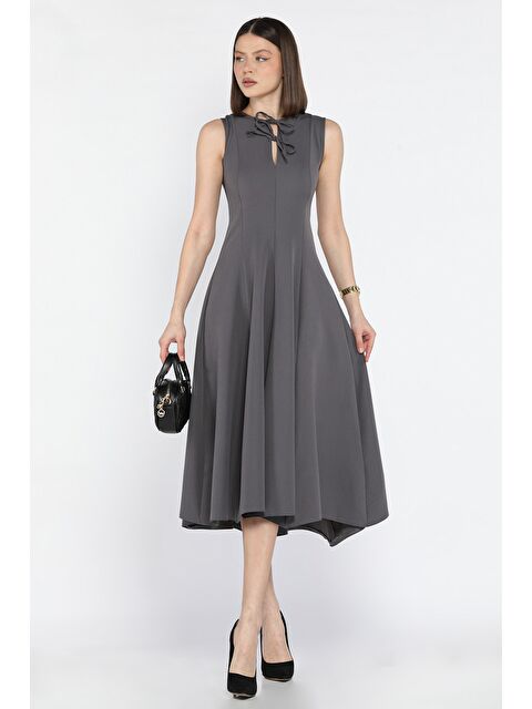 Gülseli Ön Bağlamalı Sıfır Kol Elbise - S000373231-20600