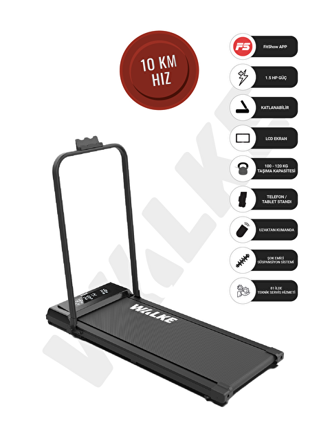 WALKE W-fit Bluetoothlu Uygulamalı Uzaktan Kumandalı Koşu Bandı 10 Km Hız - S000499180-19351