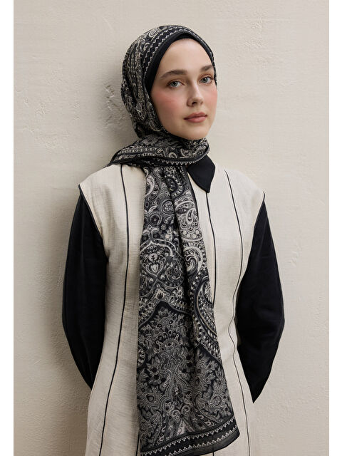 Fresh Scarfs Emerald Desen Şal Siyah - S000420285-19351