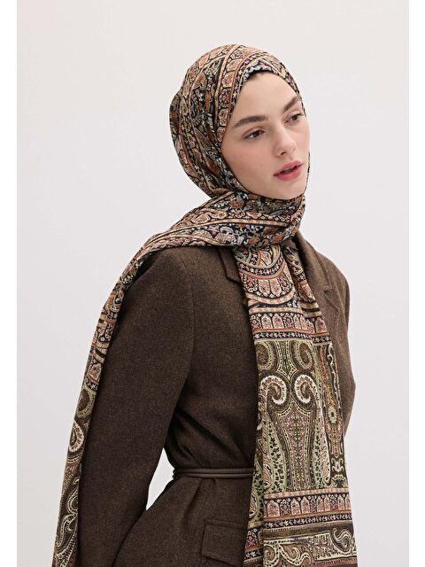 Fresh Scarfs Nordıc Paısley Desen Şal Kahve - S000420432-28102