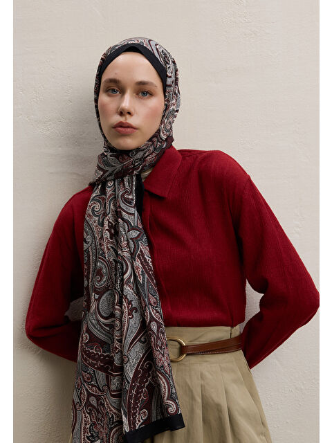 Fresh Scarfs Ember Desen Şal Bordo - S000420289-19951