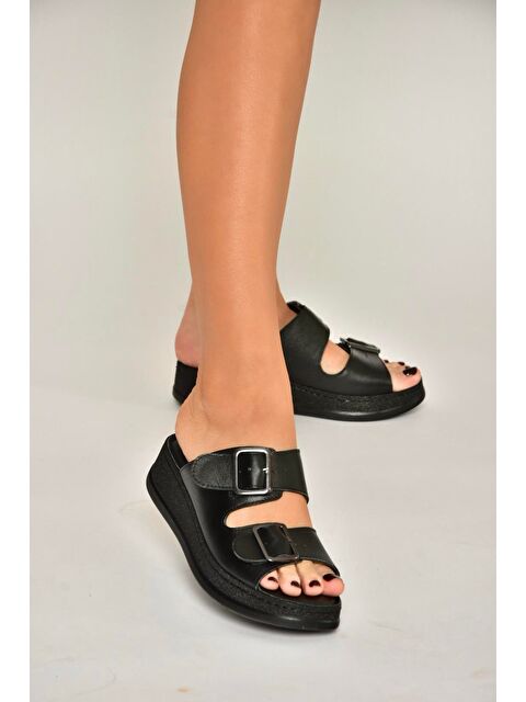 Fox Shoes Siyah Kadın Terlik Y555021703 - S000518128-19351