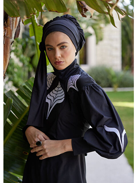 Mayovera Tasarım Mayo Feminen Nakışlı Tasarım Tesettür Mayo - Siyah - S000253785-23173