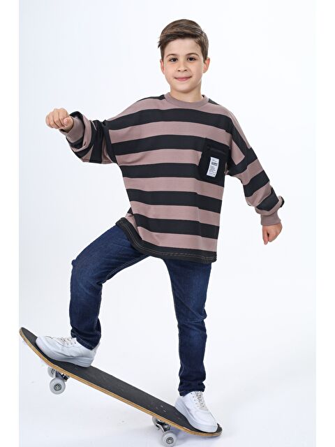 Toontoykids Erkek Çocuk Çizgili Sweatshirt