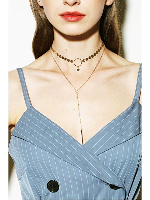 New Obsessions Gold Bono Yıldız Uçlu Kombin Zincir Kolye - S000346483-20076